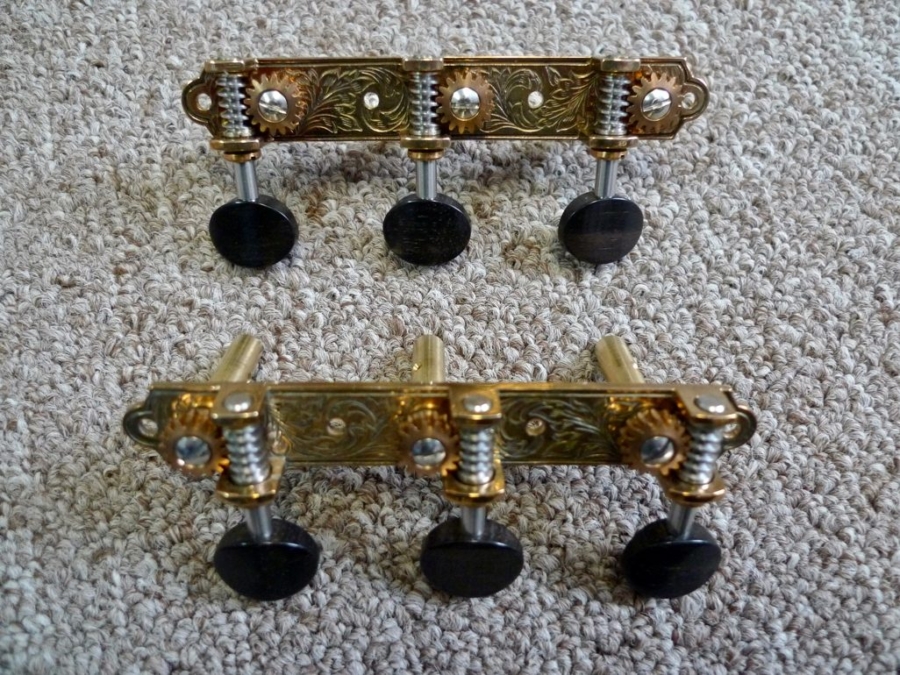Waverly 3503 3OnPlate Tuning Machines for Slotted Pegheads with Ebony